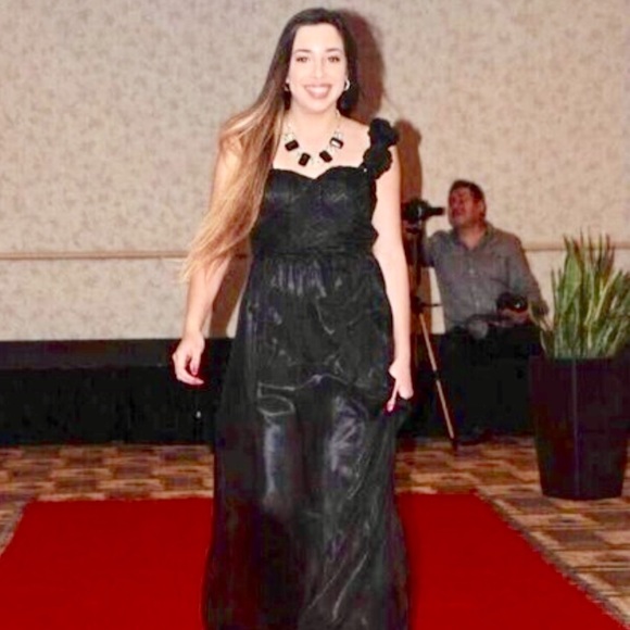 👑Black Chiffon Evening Gown -Small (Clearance) - Picture 1 of 6